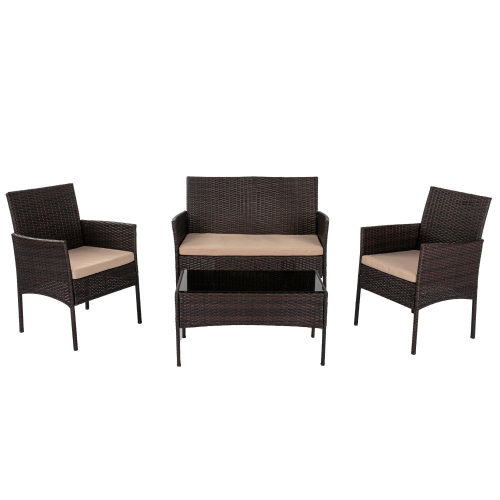 V264-OTF-521S-BGE-US-61106-00 Breeze 4-Seat Wicker Outdoor Lounge Set - Image 1