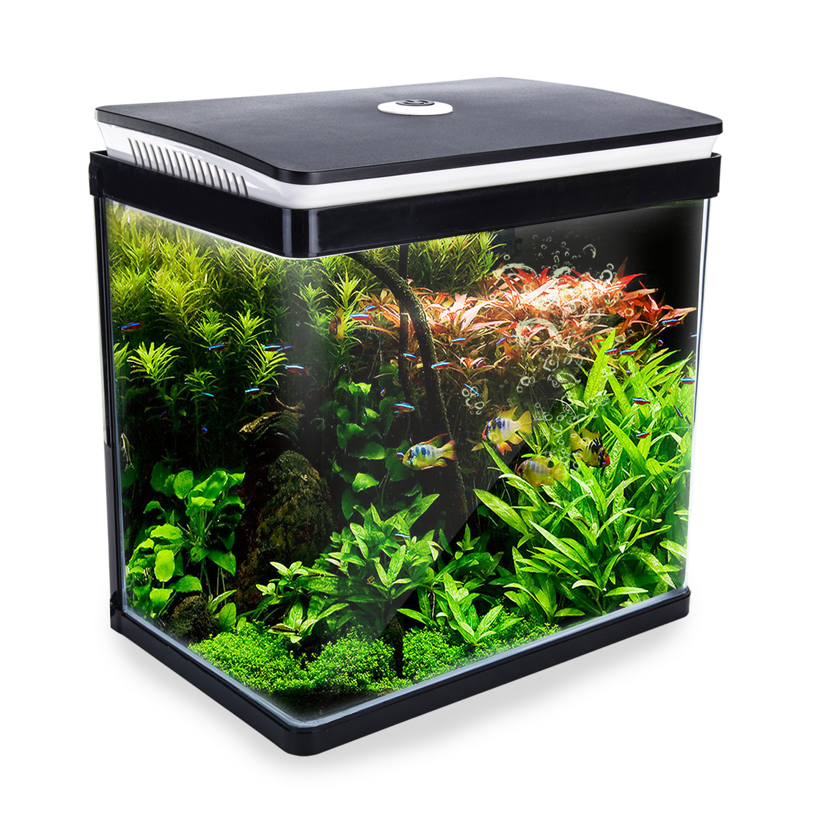 V274-AQ-FT30L-BK-AQ-FT30L-BK-00 Aquarium Curved Glass RGB LED Fish Tank Set Filter Pump 30L - Image 1