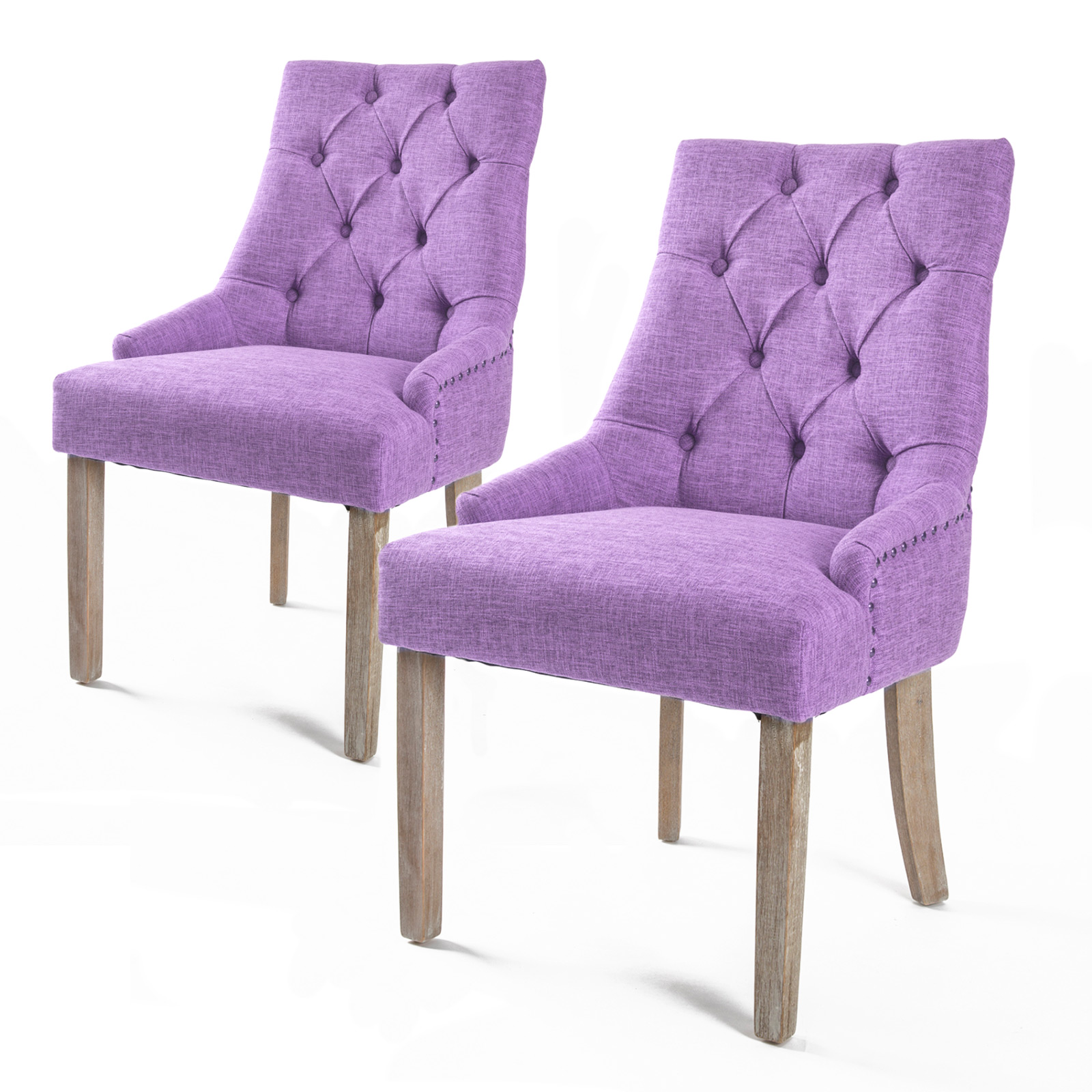 V274-FT-FC8443-VT-FT-FC8443-VT-00 2X French Provincial Dining Chair Oak Leg AMOUR VIOLET - Image 1