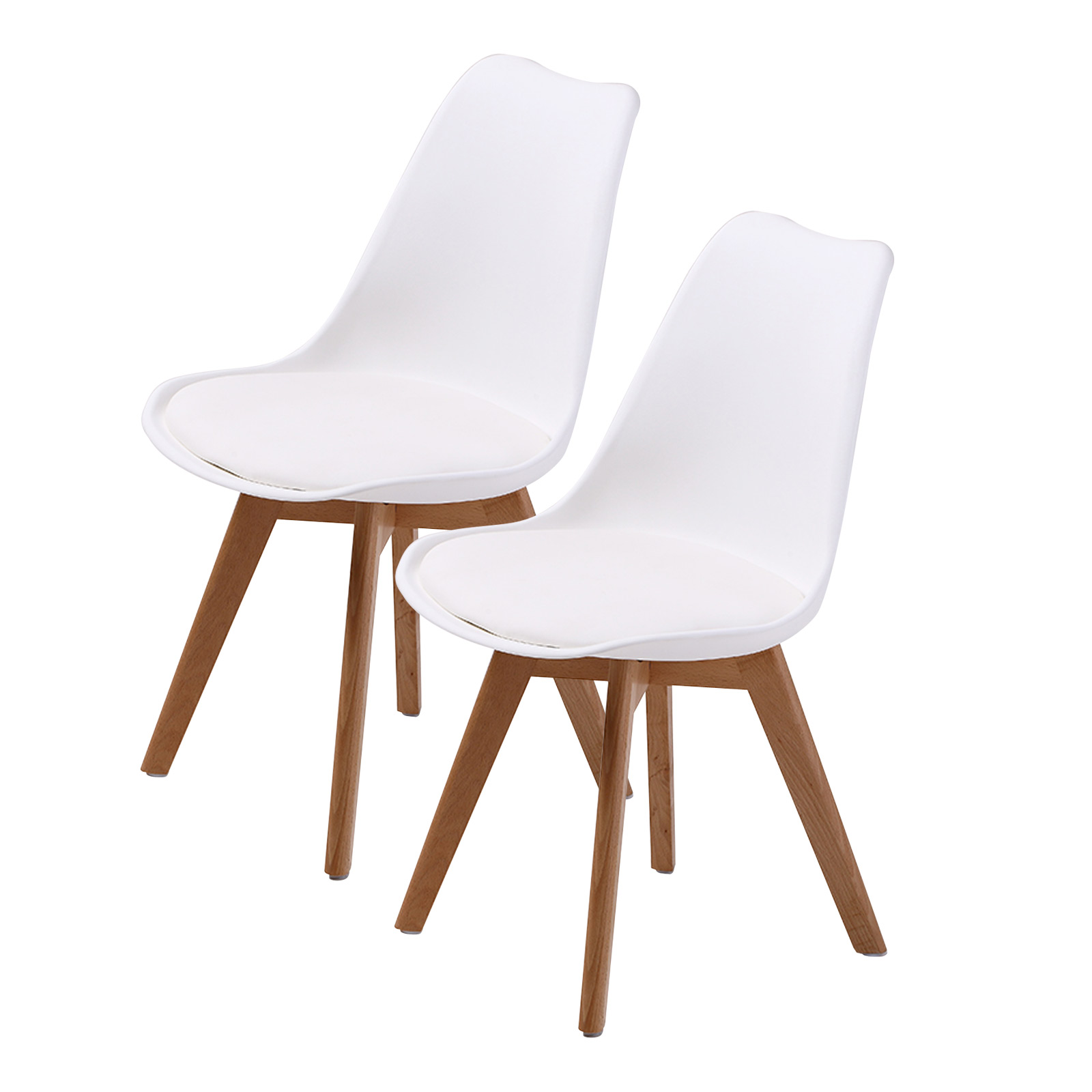 V274-FT-J900-WH2-FT-J900-WH2-00 2X Retro Dining Cafe Chair Padded Seat WHITE - Image 1