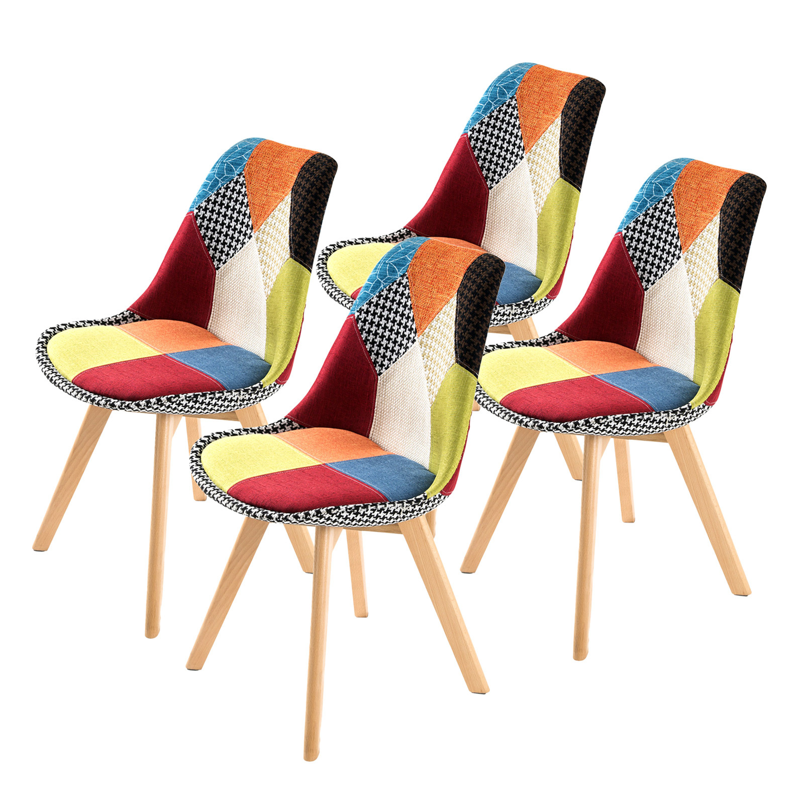 V274-FT-J900B-MUT4-FT-J900B-MUT4-00 4X Retro Dining Cafe Chair Padded Seat MULTI COLOUR - Image 1
