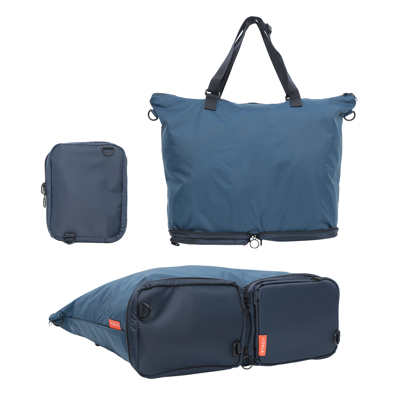 V274-GM-KOEBAG-SHOP-NY-GM-KOEBAG-SHOP-NY-00 Shopper Bag Tote Bag Foldable Travel Laptop Grocery Nylon KO-DUAL NAVY - Image 1