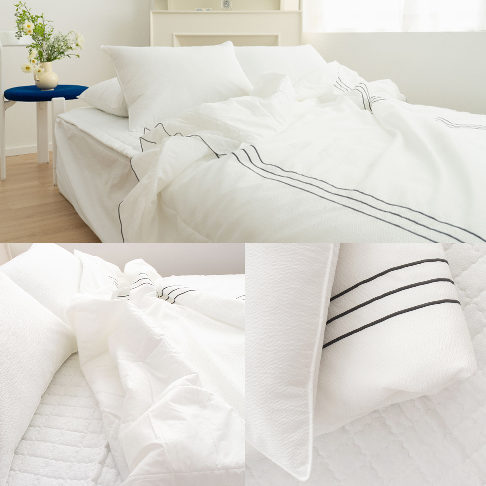 V274-GM-SOM-COMF-D-WH-141200-00 Saesom Flua Snow Comforter Set Double Cool Quilt Bedspread WHITE - Image 1