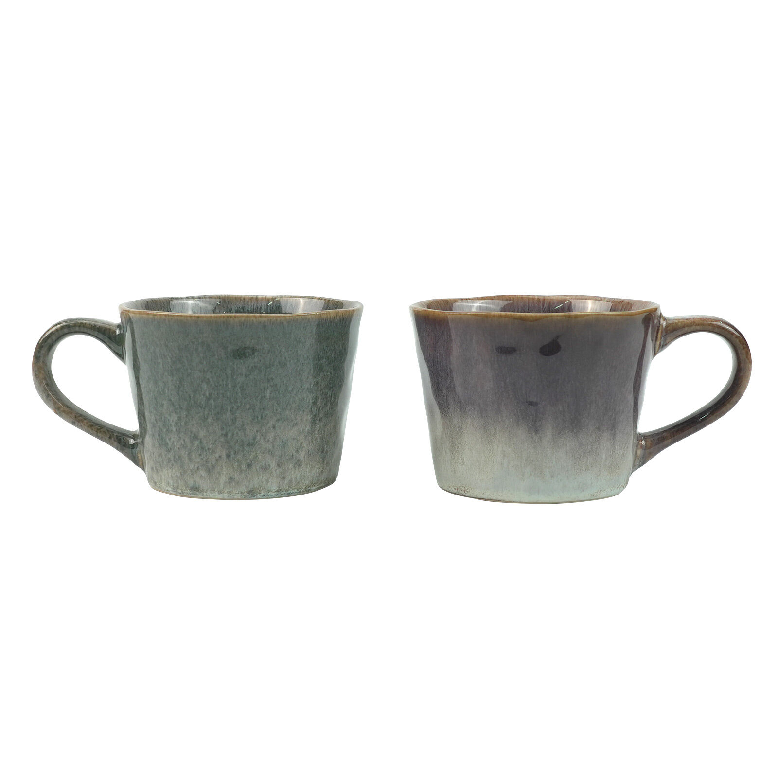 V274-HA-LA-P0024806-BUVT-222379-00 2X Reactive Glazed Ceramic Organic Coffee Mug 350ml Natural EARTHY GREY BLUE - Image 1
