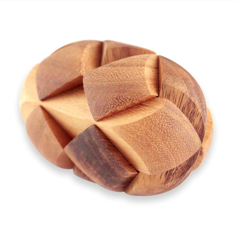 V277-GP210LFOOTBALBRAINTEASER-il_794xN.4273731605_qtrg-00 Brain teaser puzzle 3D hand made - Football round natural wood for kids or adults - Image 1