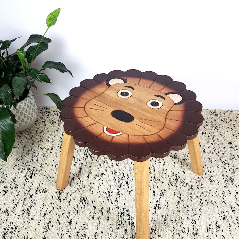 V277-PLANETHOLLYWOODLIONTABLE-il_794xN.3199244111_imfi-00 Hand Carved Children's Table Wooden LION Theme - Image 1