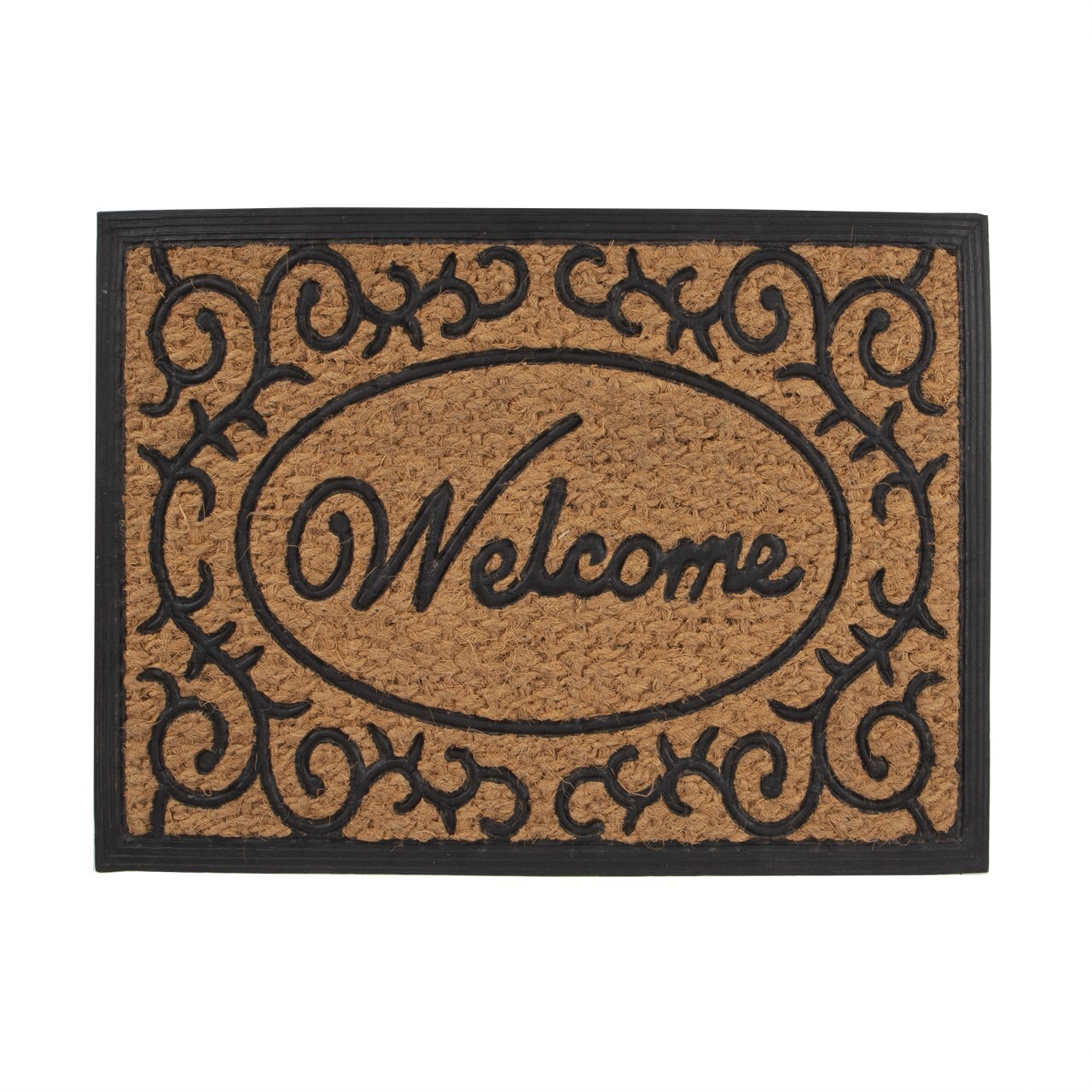 V278-2-X-22826-WELCOME-66460-00 YES4HOMES 2 x Doormat for Front Door Entryway Outdoor Mat Coir Rubber Welcome - Image 1