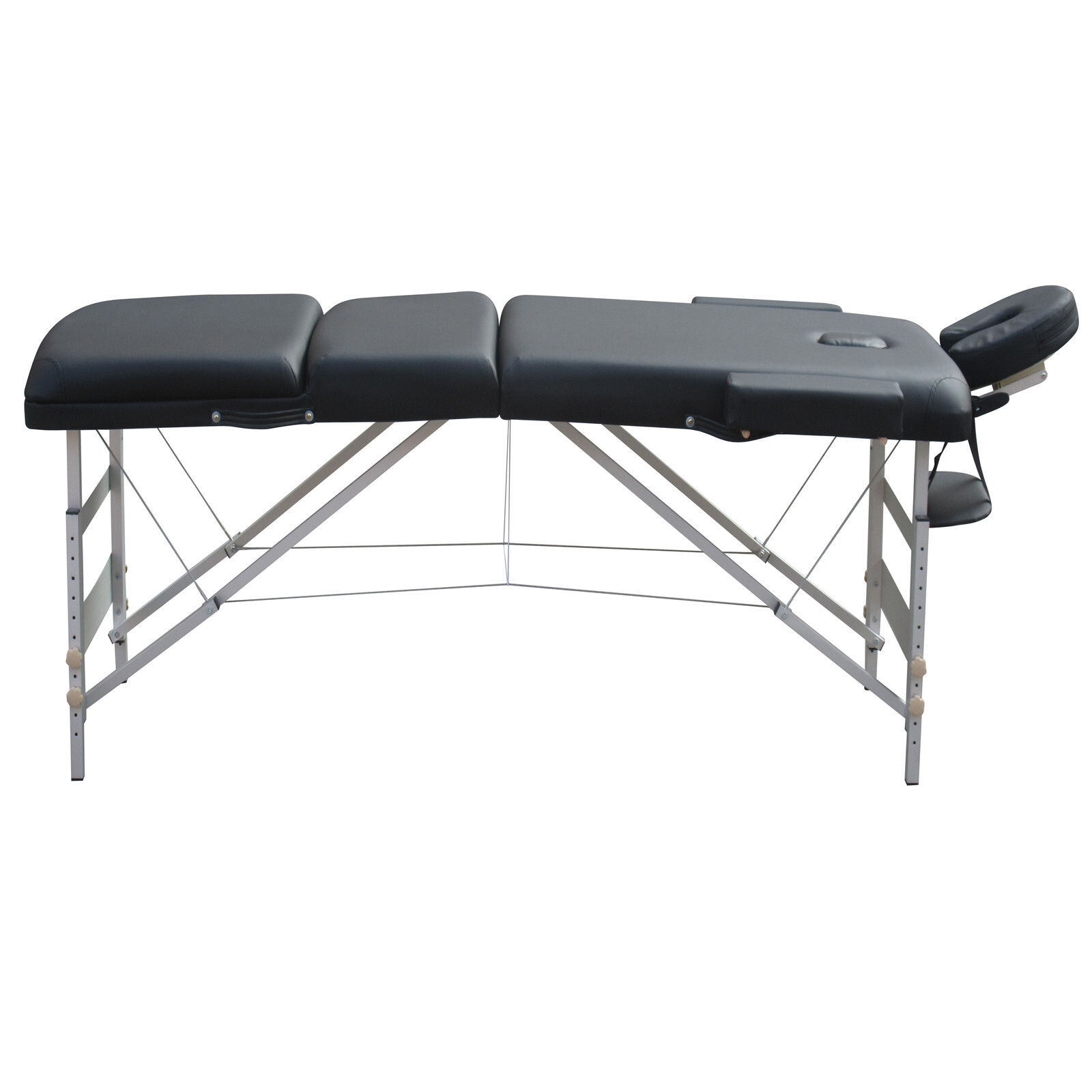 V278-3FOLD-ALUM-57F-BK-65543-00 YES4HOMES 3 Fold 5 cm Thickness Foam Portable Aluminium Massage Table Massage Bed Beauty Therapy Black - Image 1