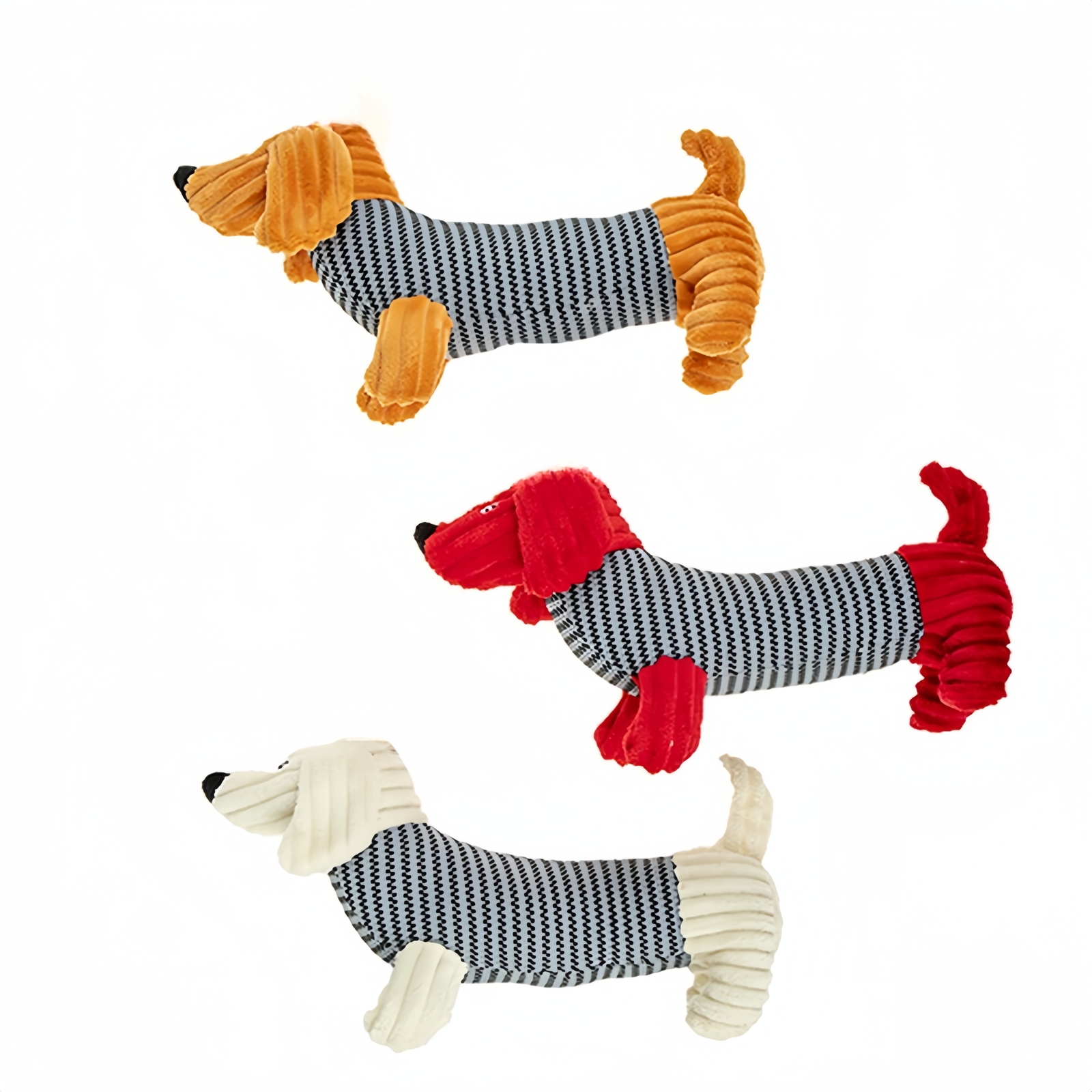 V278-61185-TWO-SAUSAGE-DOG-TOY-139854-00 2 x Pet Puppy Dog Toy Play Animal Plush Toy Soft Squeaky Sausage Dog 35cm Toy - Image 1
