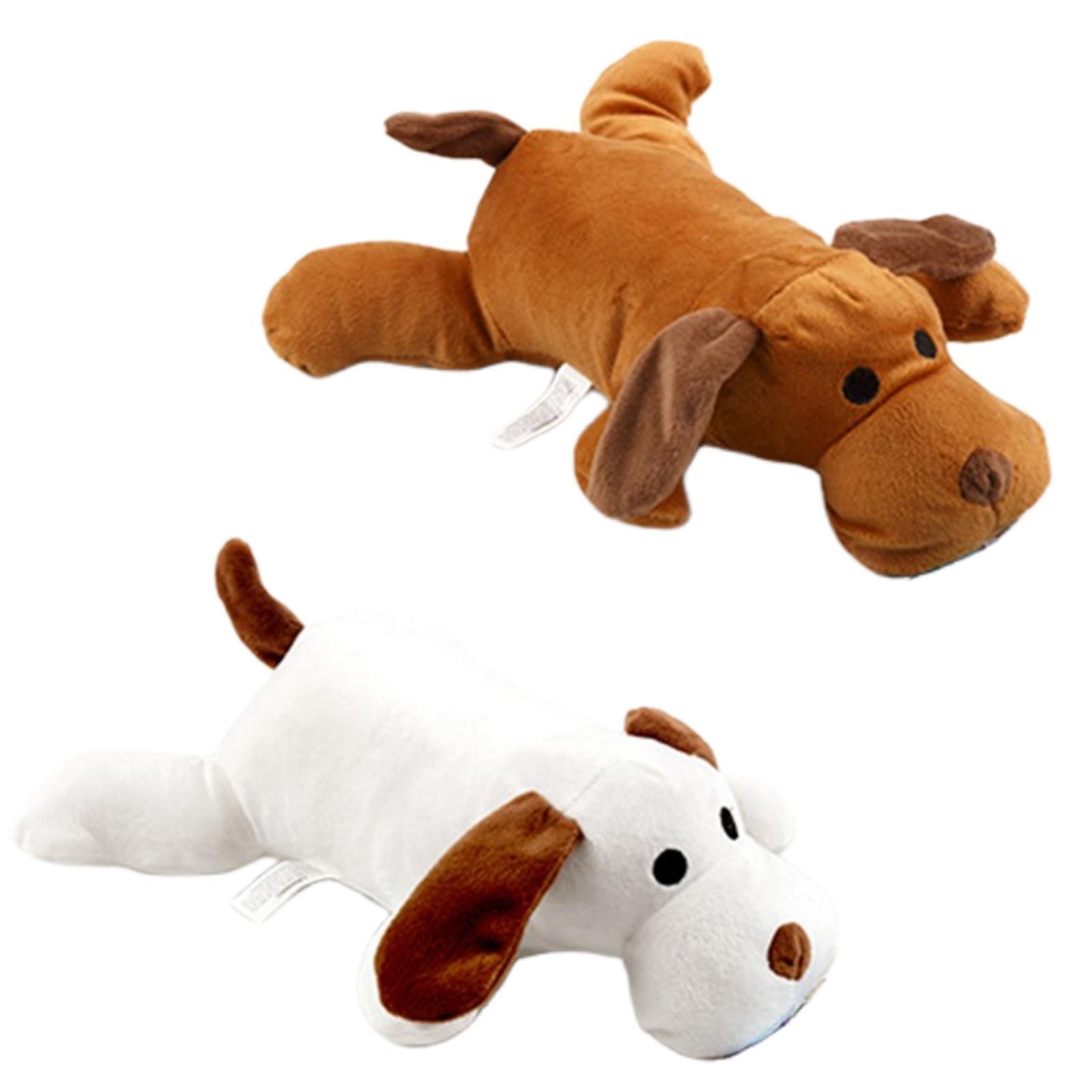 V278-62256-TWO-PLUSH-DOG-TOY-77416-00 YES4PETS 2 x Pet Puppy Dog Toy Play Animal Plush Toy Soft Dog w Squeak 30cm Toy - Image 1