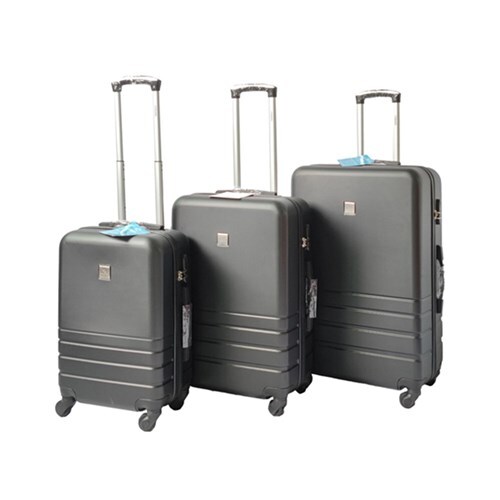 V278-67349-LUG-3SET-BLACK-NE-70632-00 YES4HOMES ABS Luggage Suitcase Set 3 Code Lock Travel Carry Bag Trolley Black 50/60/70 - Image 1