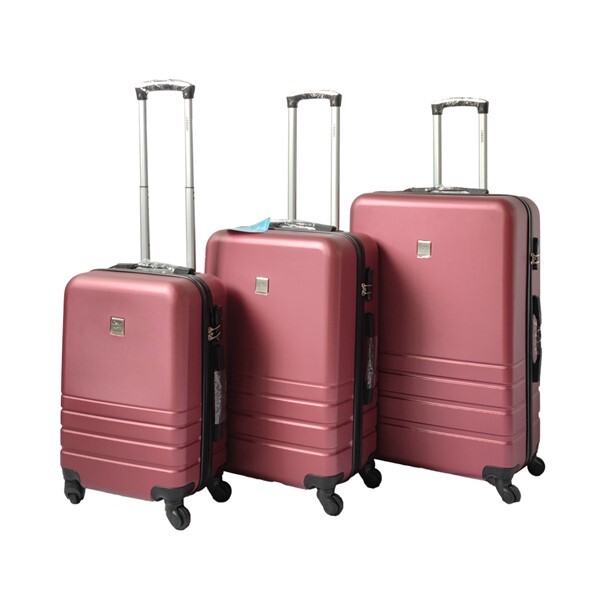 V278-67352-LUG-3SET-MAROON-NE-77415-00 ABS Luggage Suitcase Set 3 Code Lock Travel Carry Bag Trolley Maroon 50/60/70 - Image 1