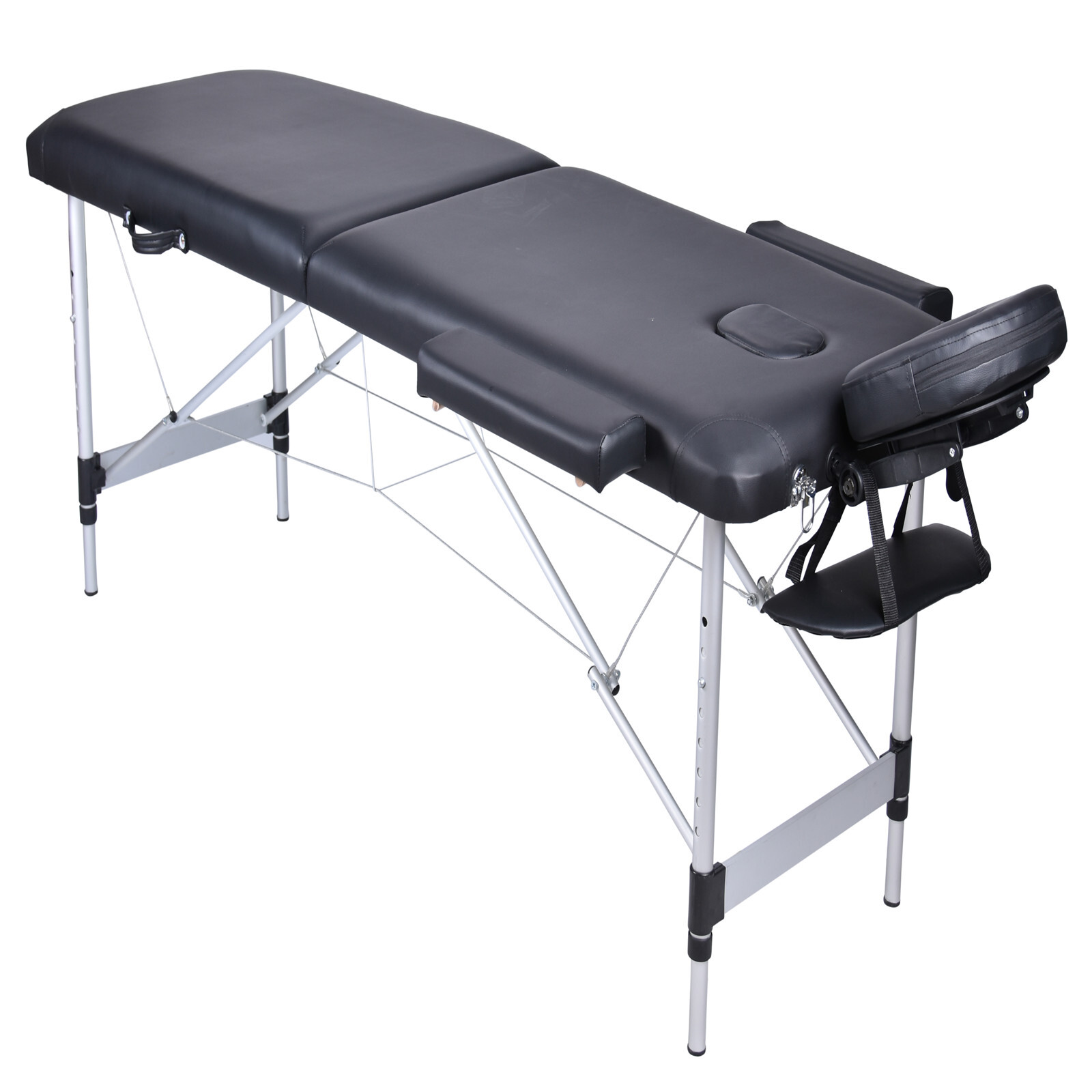 V278-ALUM-2FOLD-MTA02-BK-65540-00 YES4HOMES 2 Fold Portable Aluminium Massage Table Massage Bed Beauty Therapy Black - Image 1