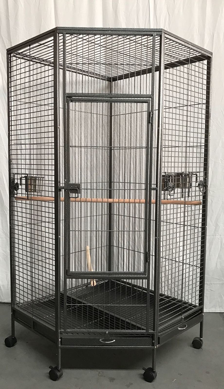 V278-B061-69474-00 YES4PETS 162cm Large Corner Bird Cage Pet Parrot Aviary Perch Castor Wheel - Image 1