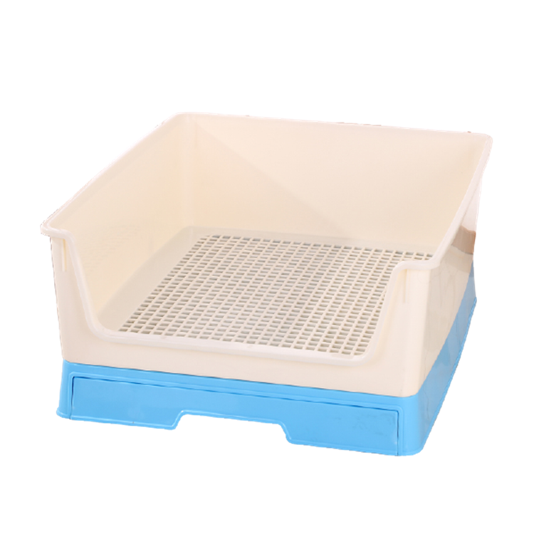 V278-BP300-PET-POTTY-BLUE-66025-00 YES4PETS Medium Dog Potty Training Tray Pet Puppy Toilet Trays Loo Pad Mat With Wall Blue - Image 1
