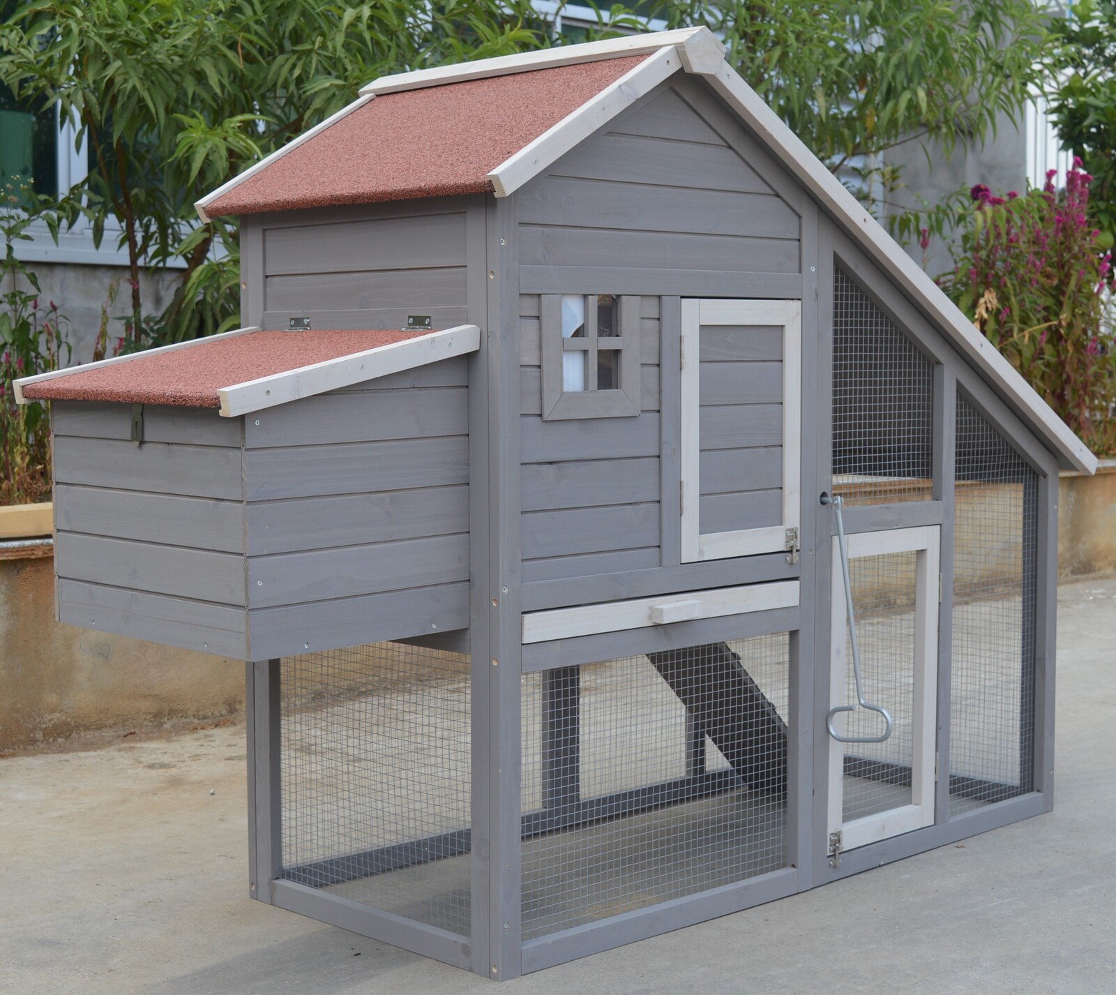 V278-CC215-87789-00 YES4PETS Grey Large Chicken Coop Rabbit Hutch Ferret Guinea Pig Cage Hen Chook Cat Kitten House - Image 1