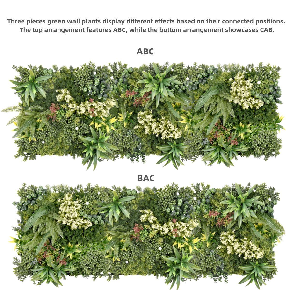 V278-CCGK004-ABC-RHEA-141987-00 YES4HOMES 3 Artificial Plant Wall Grass Panels Vertical Garden Foliage Tile Fence 50X50 CM - Image 1