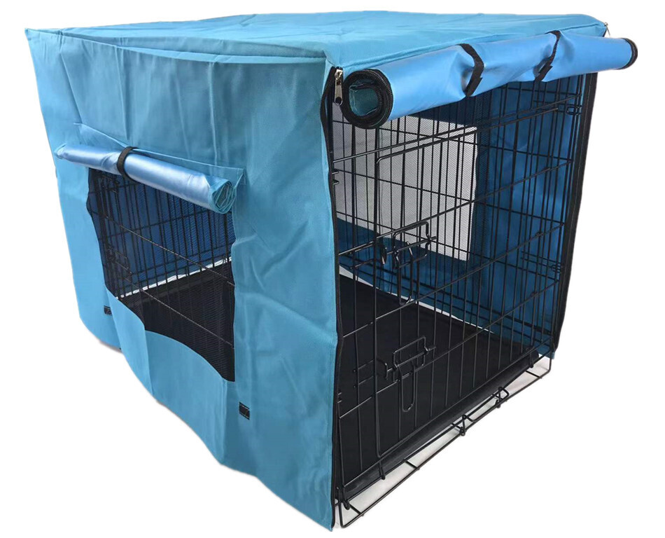 V278-CR30-W-COVER-BLUE-77395-00 30' Portable Foldable Dog Cat Rabbit Collapsible Crate Pet Cage with Blue Cover - Image 1