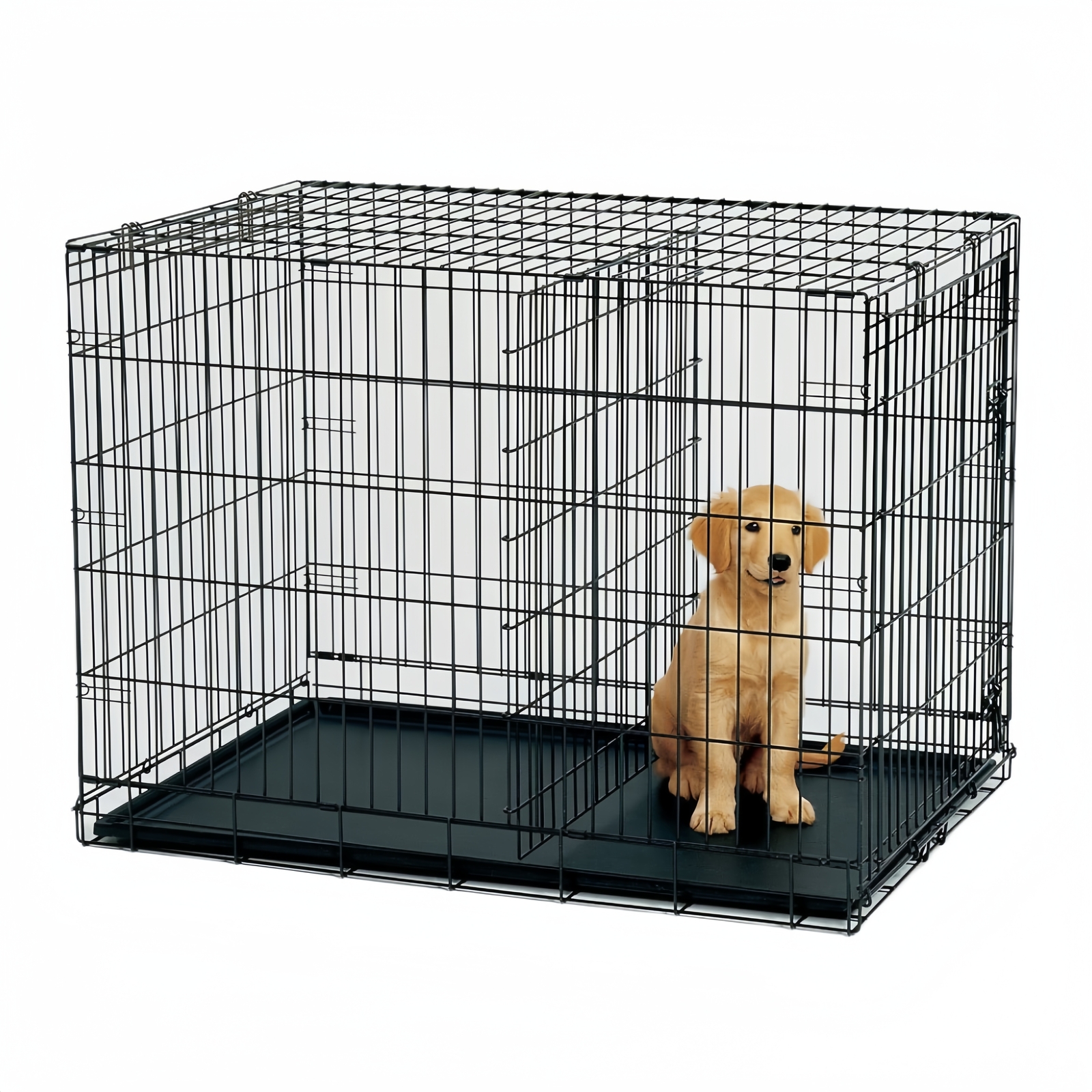 V278-CR30WDIVIDER-150112-00 YES4PETS 30' Collapsible Metal Dog Rabbit Crate Cage Cat Carrier With Divider - Image 1