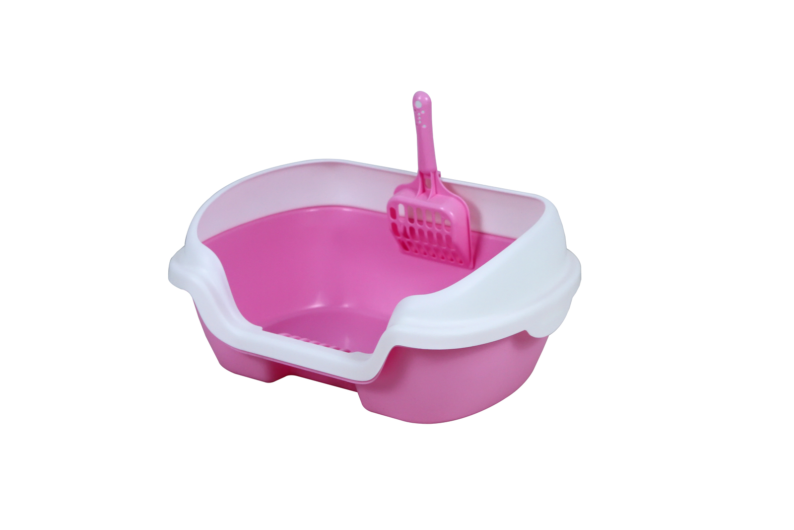 V278-MSP-0001-PINK-66378-00 YES4PETS Small Portable Cat Kitten Rabbit Toilet Litter Box Tray with Scoop Pink - Image 1