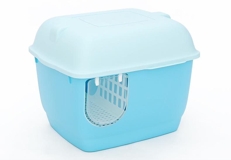 V278-MSP-102-BLUE-66388-00 YES4PETS XL Portable Hooded Cat Toilet Litter Box Tray House with Handle and Scoop Blue - Image 1