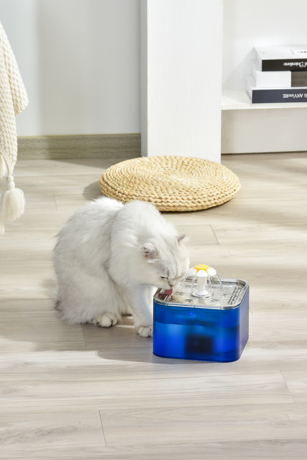 V278-PWS-106-BLUE-PWS-106-BLUE-00 YES4PETS 3L Automatic Electric Pet Water Fountain Dog Cat Stainless Steel Feeder Bowl Dispenser Blue - Image 1
