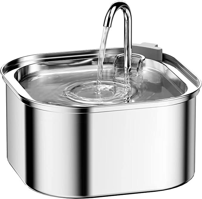 V278-PWS-111-SQUARE-65280-00 YES4PETS 3.2L Automatic Electric Pet Water Fountain Dog Cat Stainless Steel Feeder Bowl Dispenser - Image 1