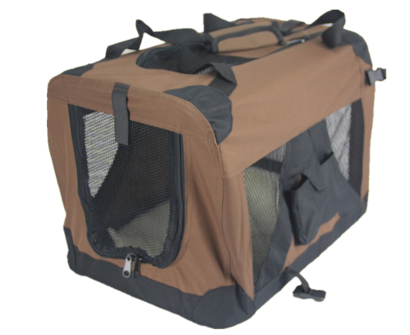 V278-SC-L_BROWN-200433-00 YES4PETS Large Portable Foldable Pet Dog Cat Puppy Travel Cage Soft Crate-Brown - Image 1