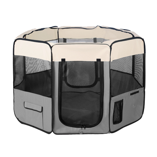 V278-SP3545_GREY-65557-00 YES4PETS Small Grey Dog Cat Puppy Rabbit Guinea Pig Cat Soft Playpen - Image 1