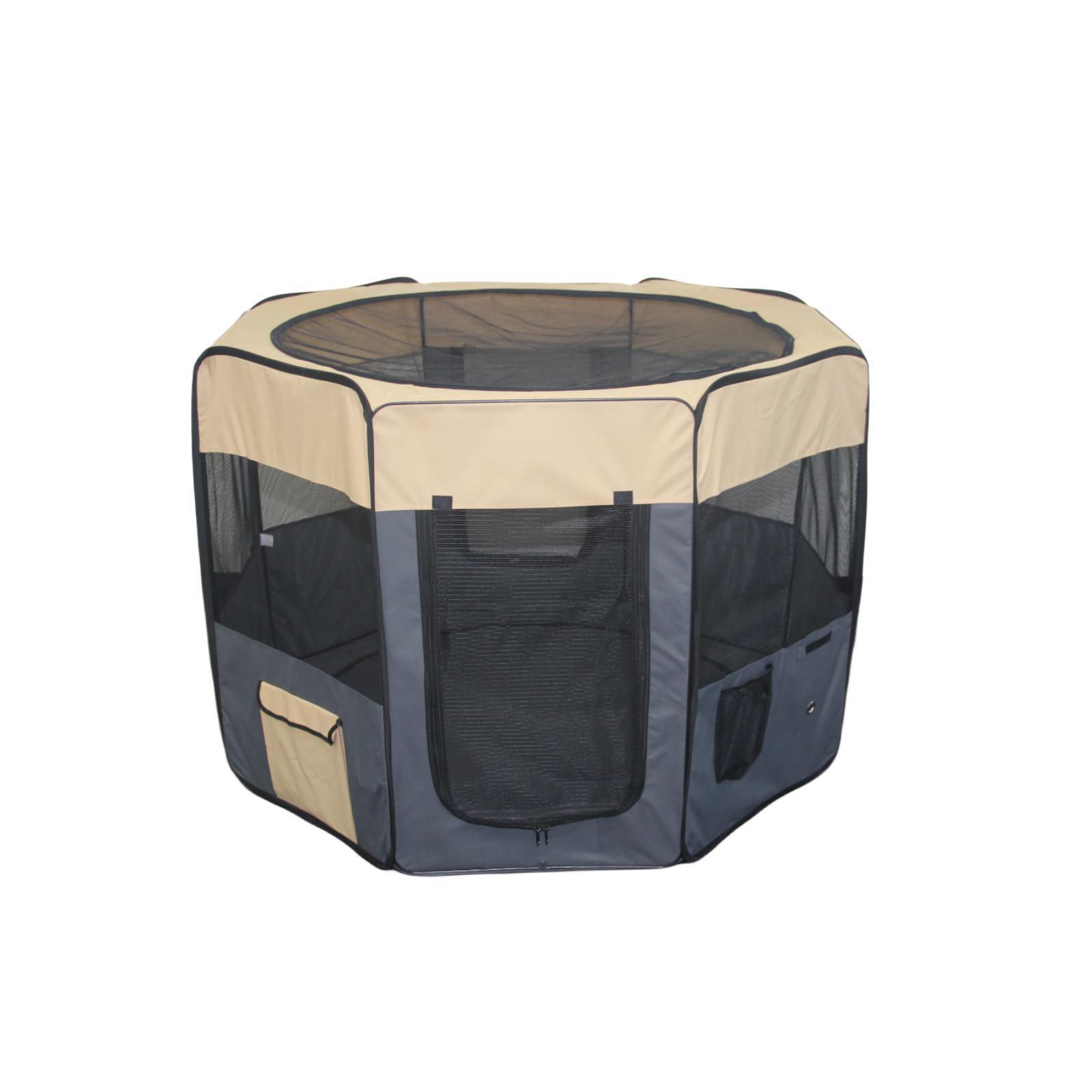 V278-SP4875_GREY-98466-00 YES4PETS 75 cm Foldable Large Grey Dog Puppy Rabbit Soft Cat Cage Playpen Enclosure - Image 1