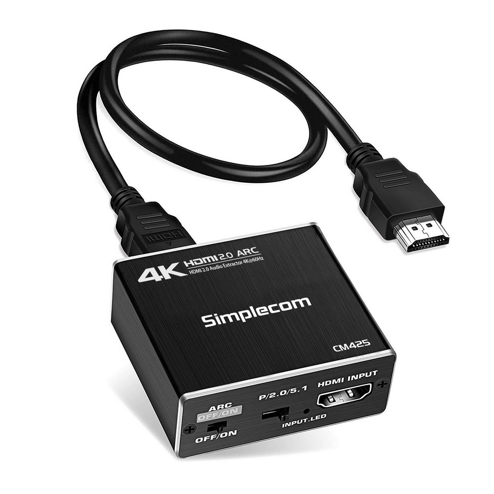 V28-CM425-01_12 Simplecom CM425 HDMI 2.0 Audio Extractor Optical SPDIF and 3.5mm Stereo with ARC 4K@60Hz - Image 1