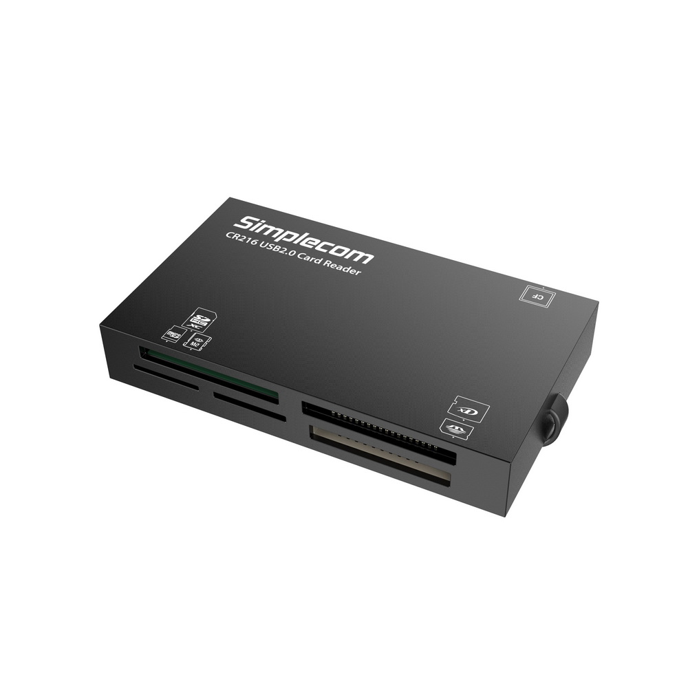 V28-CR216-BK-01_8 Simplecom CR216 USB 2.0 All in One Memory Card Reader 6 Slot for MS M2 CF XD Micro SD HC SDXC Black - Image 1