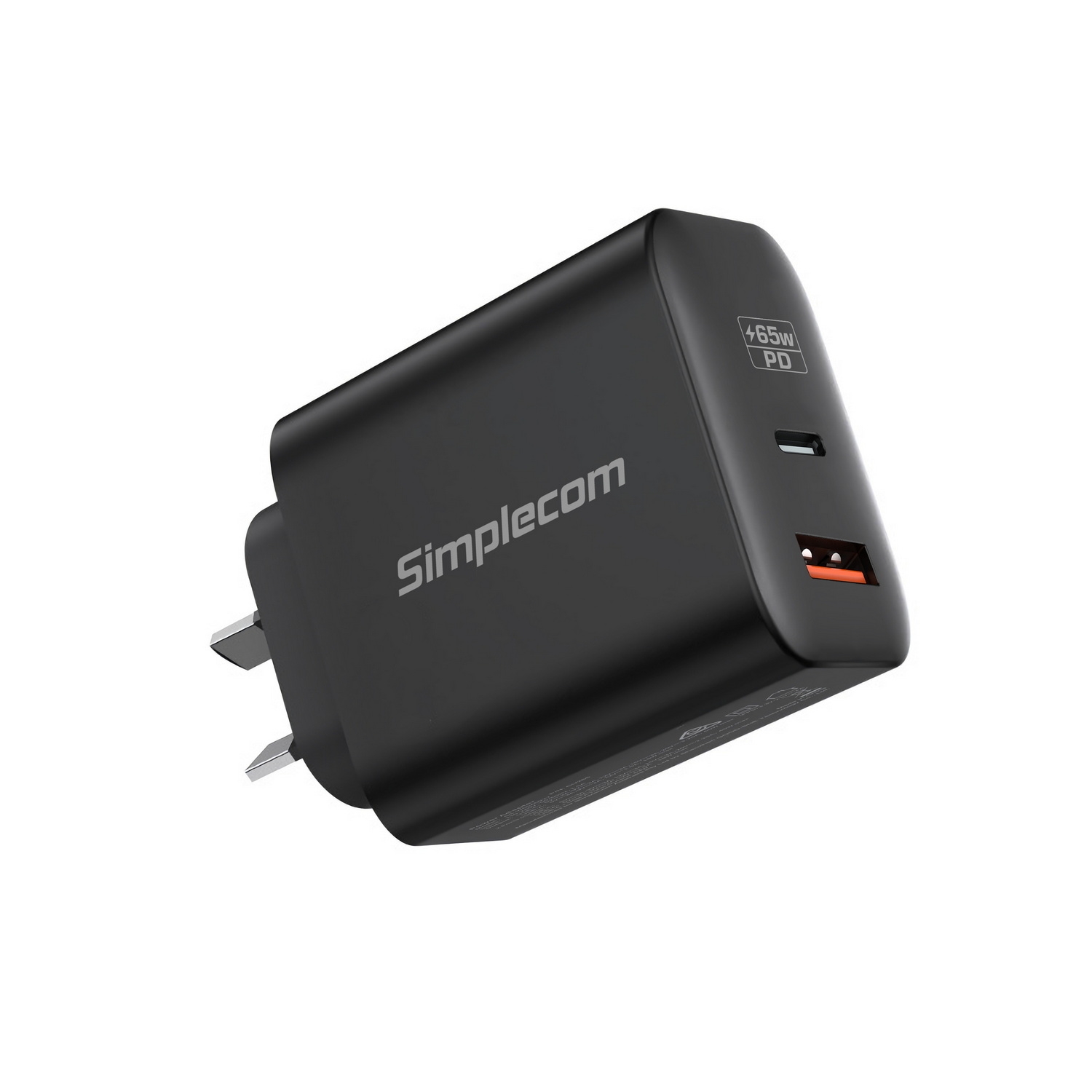 V28-CU265-cu265_1-00 Simplecom CU265 Dual Port PD 65W GaN Fast Wall Charger USB-C + USB-A for Phone Laptop - Image 1