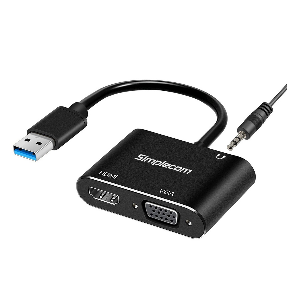 V28-DA316A_da316a_1_1 Simplecom DA316A USB to HDMI + VGA Video Card Adapter with 3.5mm Audio - Image 1