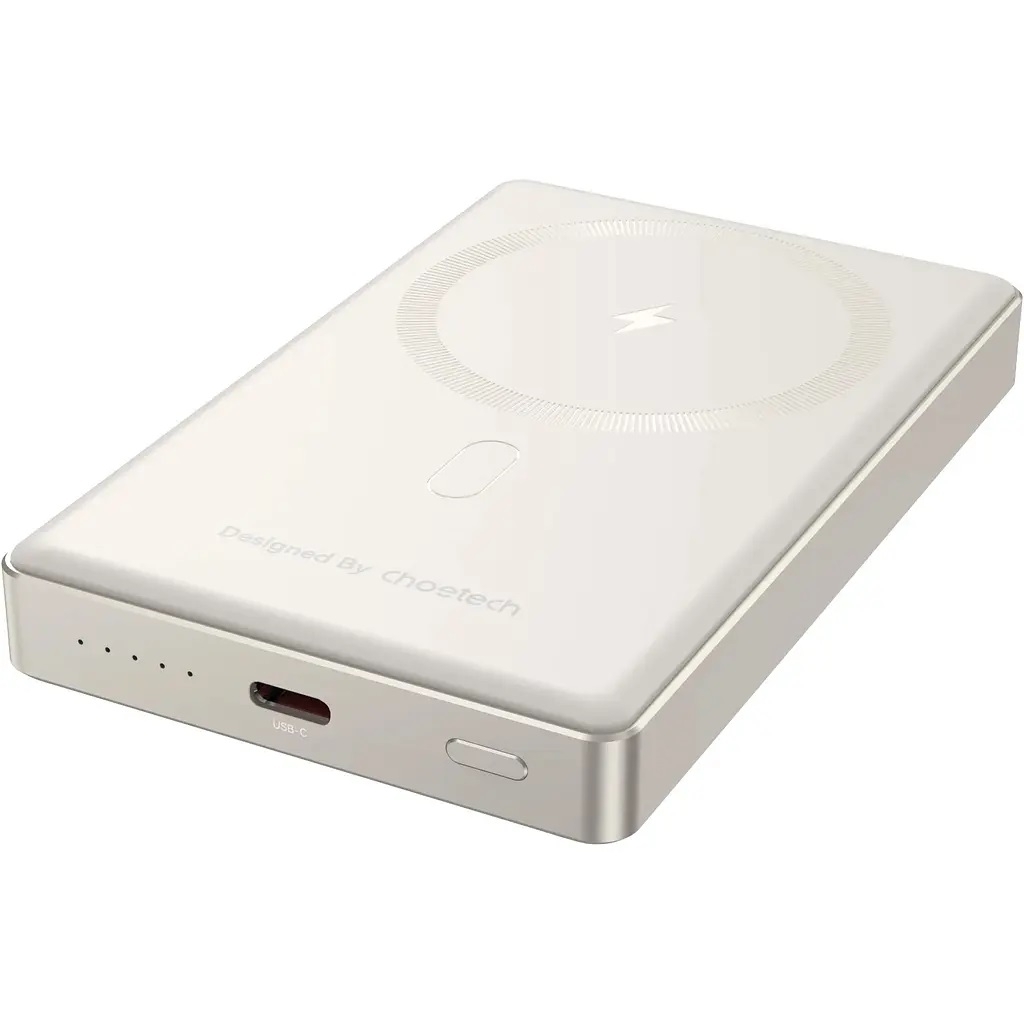 V28-ELECHOB739WH-202503071543-00 CHOETECH B739-WH 20W Slim USB-C 10000mAh Magnetic Power Bank - White - Image 1
