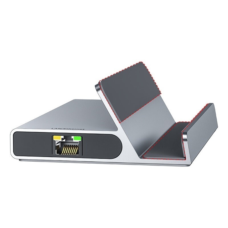 V28-ELECHOHUBM50-151117-00 CHOETECH HUB-M50 6-in-1 USB-C 100W Aluminum Steam Deck Docking Station - Image 1