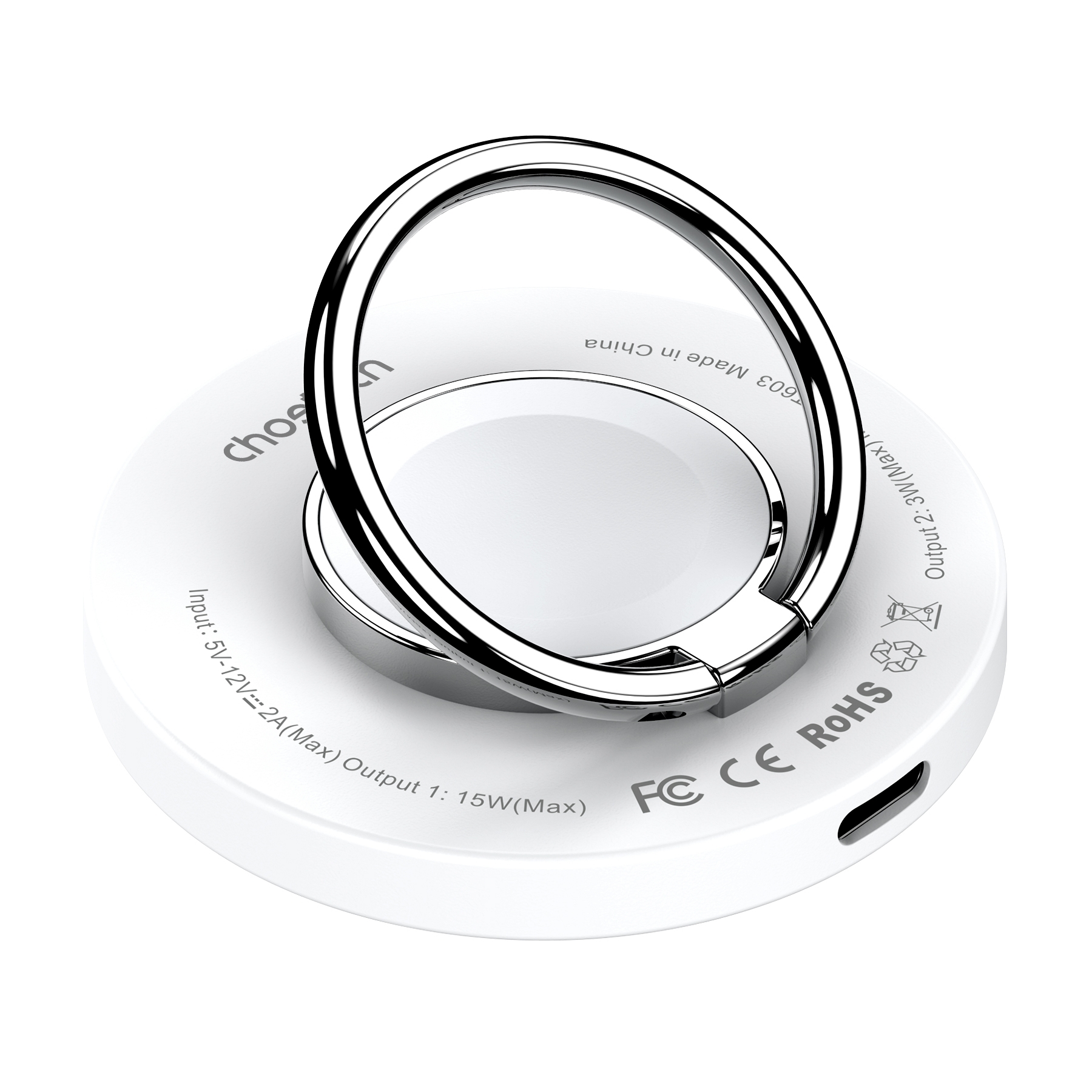 V28-ELECHOT603F-86042-00 CHOETECH T603-F Ring Holder and Magnetic 15W Wireless Charger for Phone/airPod/iWatch - Image 1