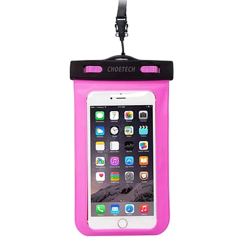 V28-ELECHOWPC007PK-202503071545-00 CHOETECH WPC007-PK Universal WaterProof Cell Phone Pouch bag up to 8-inch (Pink) - Image 1