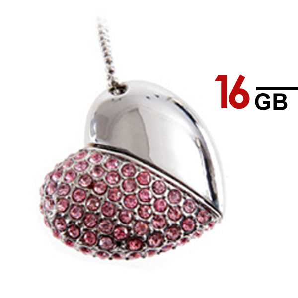 V28-FUSIVD16GHEARTPK-01_1_5 Heart Shape USB Pen Drive 16GB (Pink) - Image 1