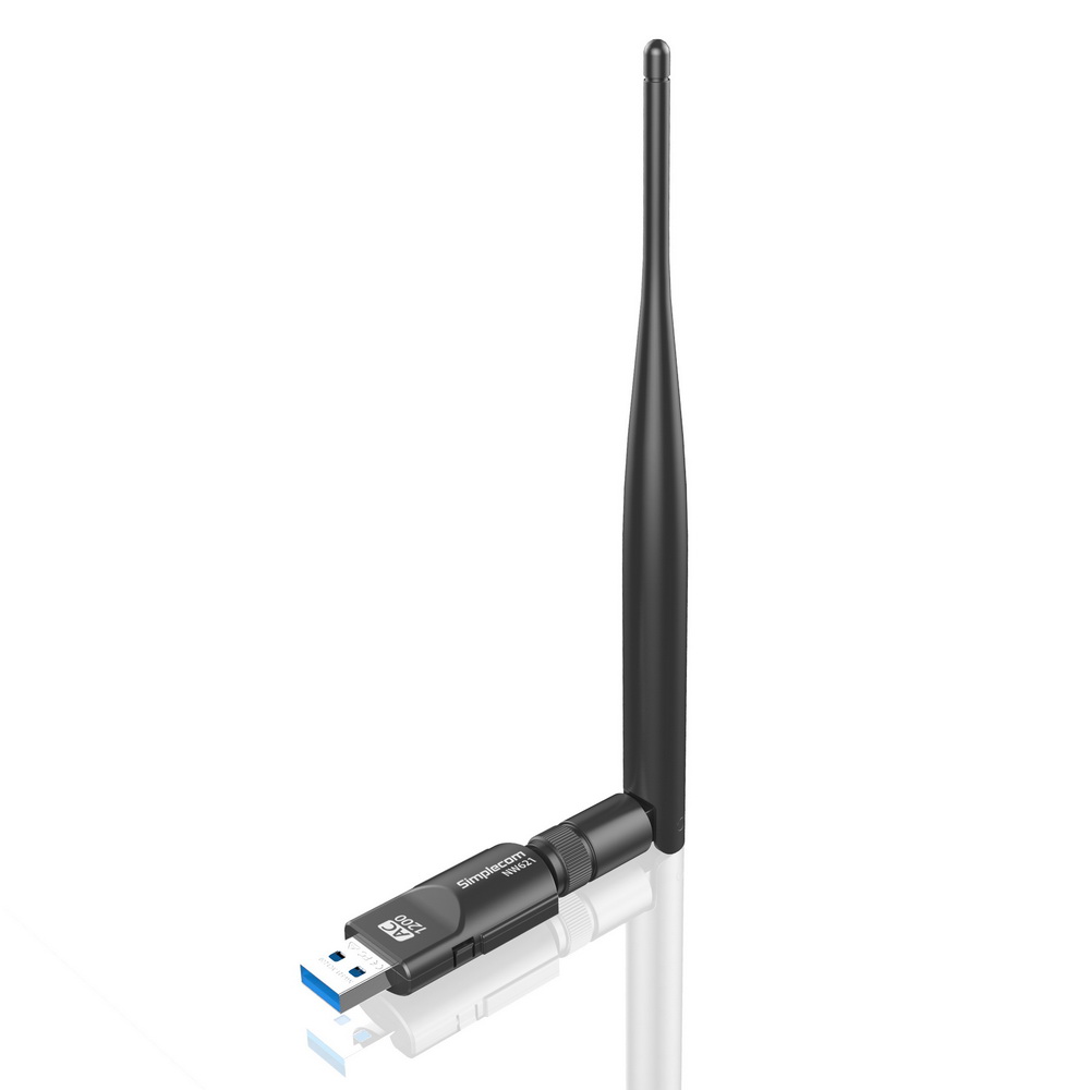 V28-NW621-01_9 Simplecom NW621 AC1200 WiFi Dual Band USB Adapter with 5dBi High Gain Antenna - Image 1