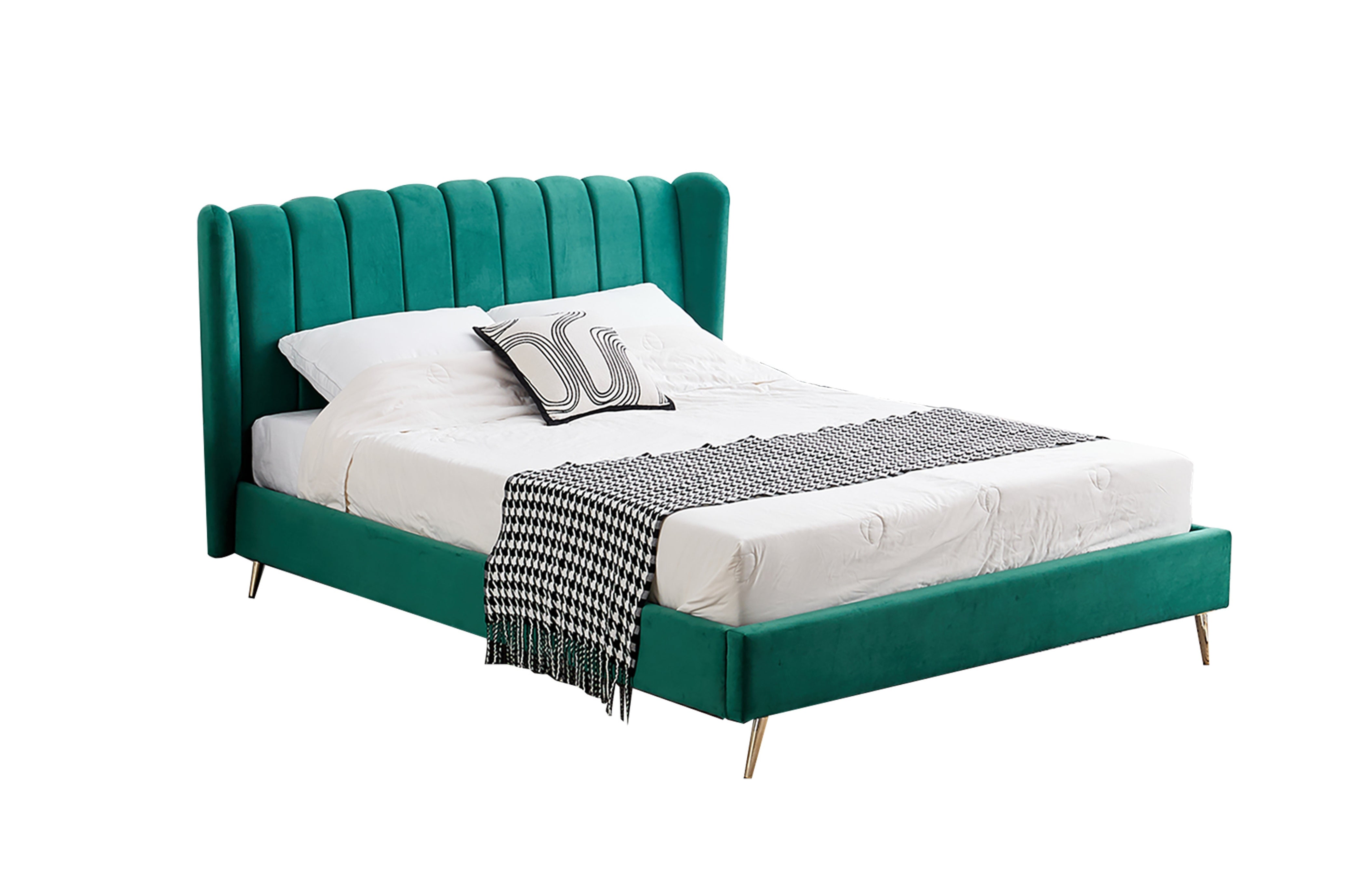 V292-BED-VIENNA-QUEEN-PGREEN-202509081257-00 Vienna Peacock Green Velvet Bed - Queen - Image 1