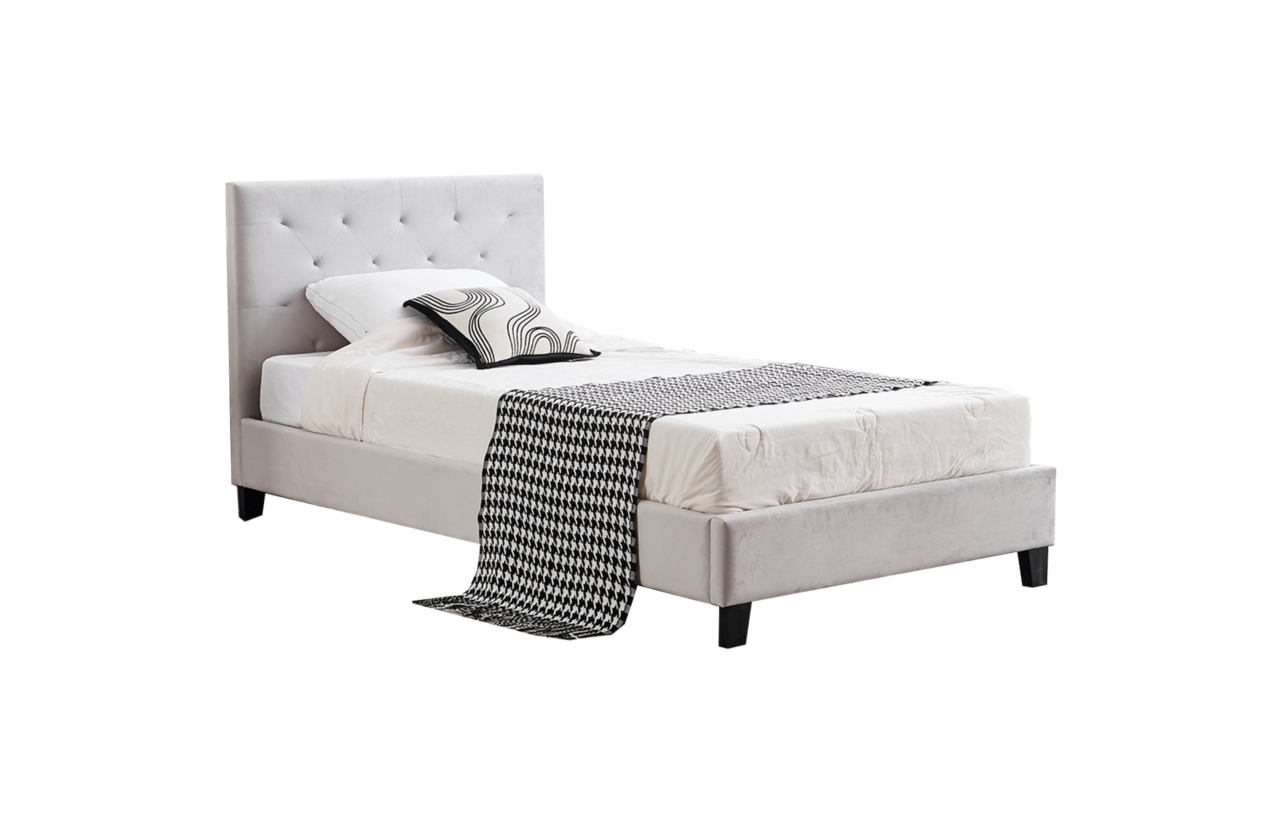 V292-BED-WINSTON-SINGLE-LGREY-202509081256-00 Winston Light Grey Velvet Tufted Bed - King Single - Image 1