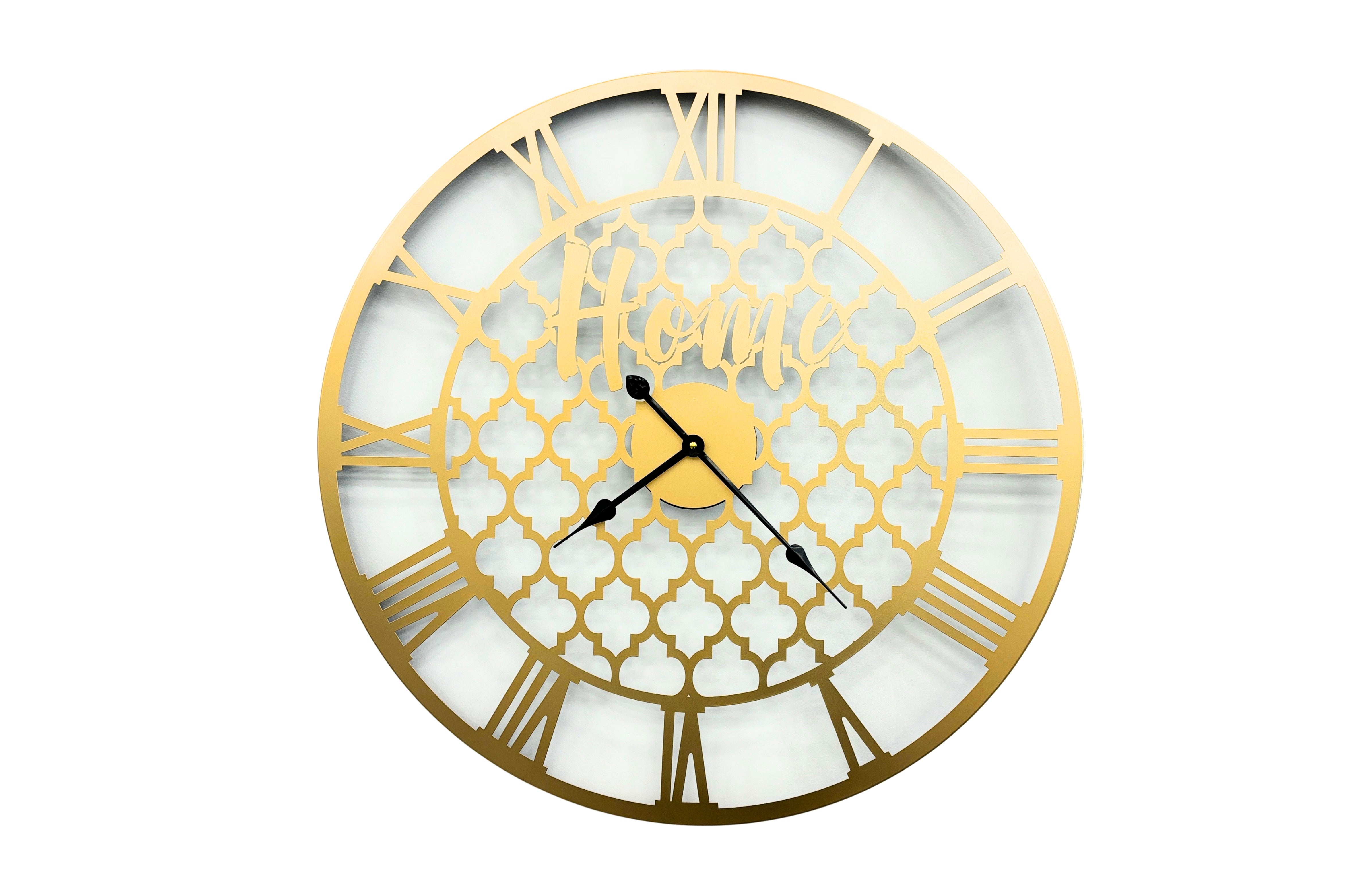 V292-CL-QTR-60-GOLD-191942-00 Quatrefoil 80cm Wall Clock -Gold - Image 1