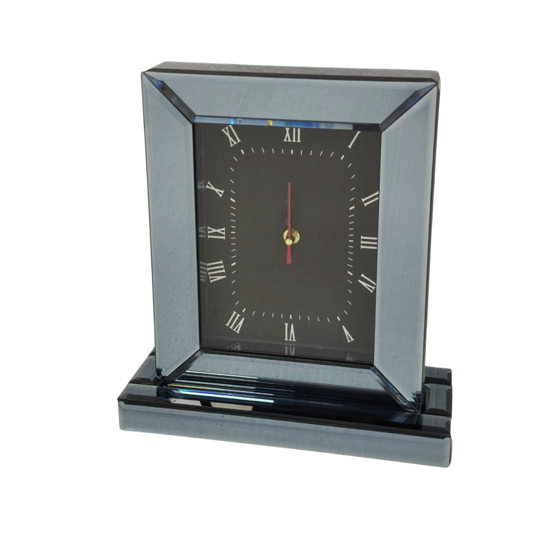 V292-CL-TBL-S-GREY-91588-00 Mirrored Table Clock - Smoke Grey - Image 1
