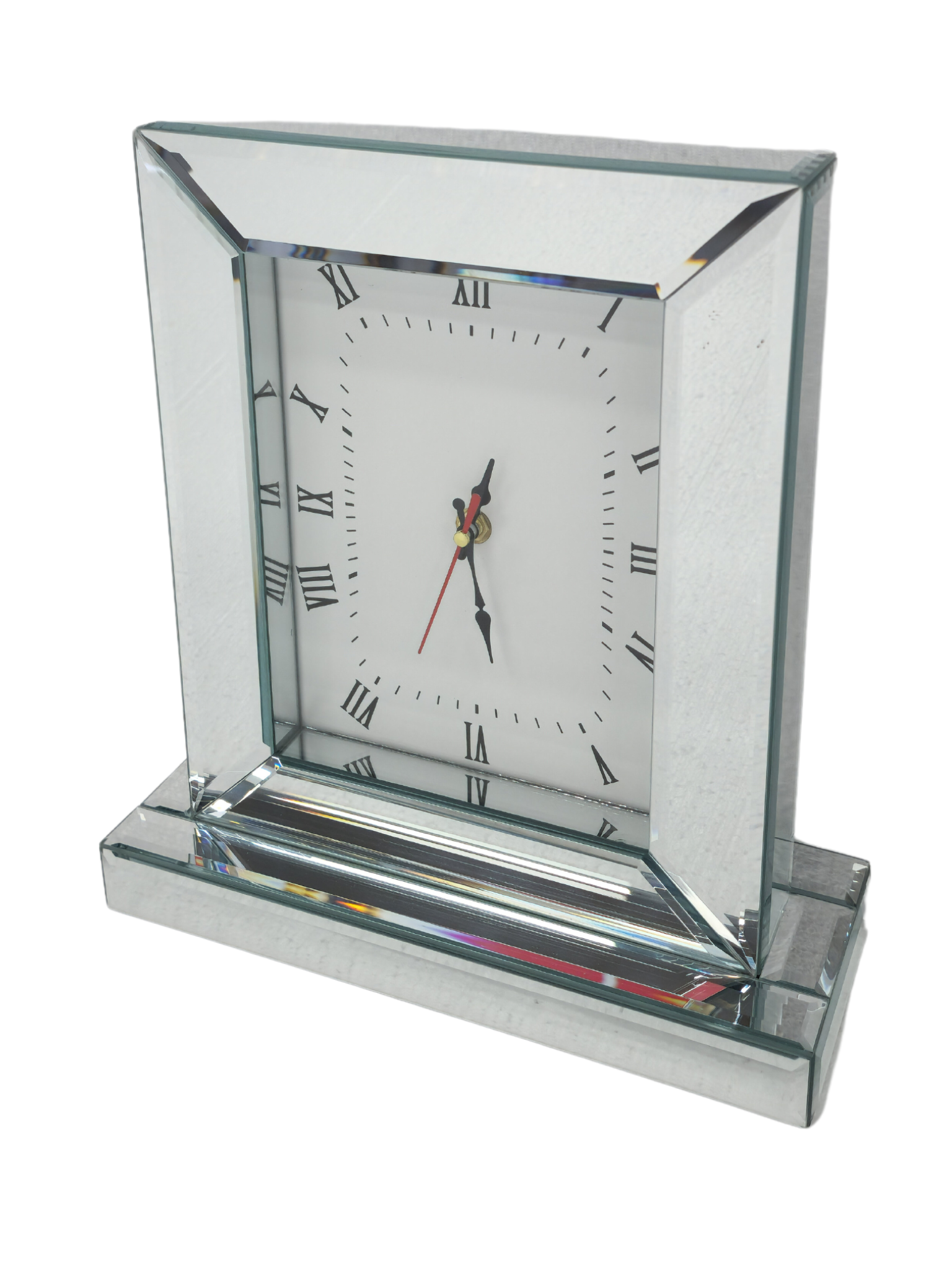 V292-CL-TBL-S-SILVER-91589-00 Mirrored Table Clock - Silver - Image 1