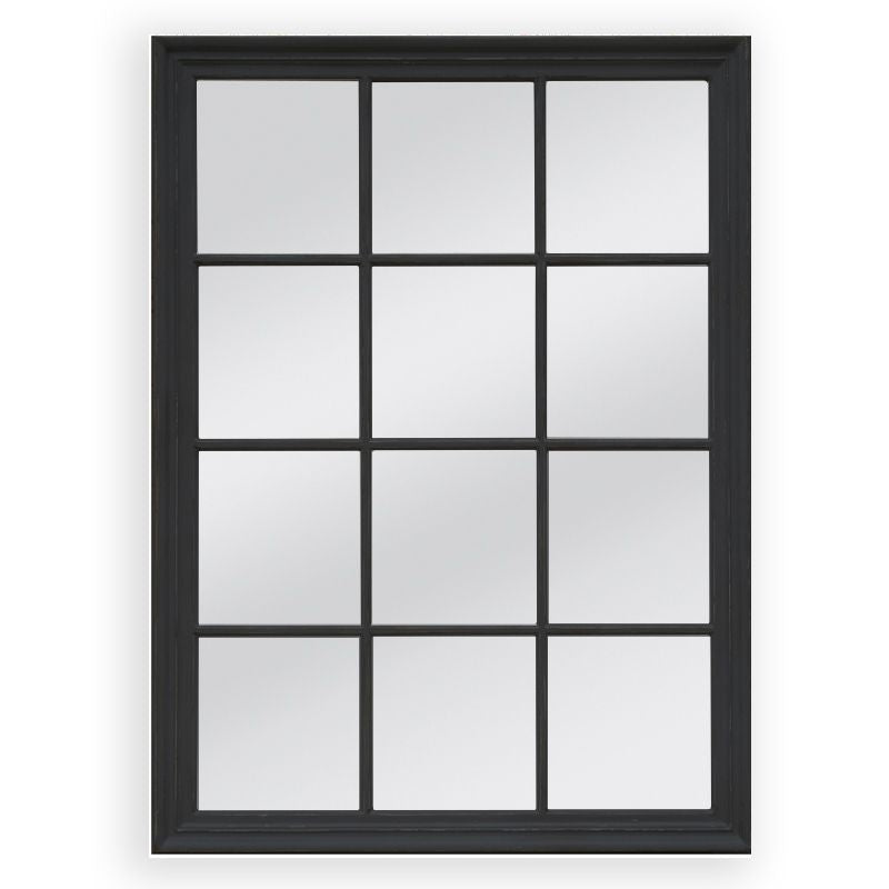 V292-MIRR-ARCH017-51893-00 Window Style Mirror - Black Rectangle 95cm x 130cm - Image 1