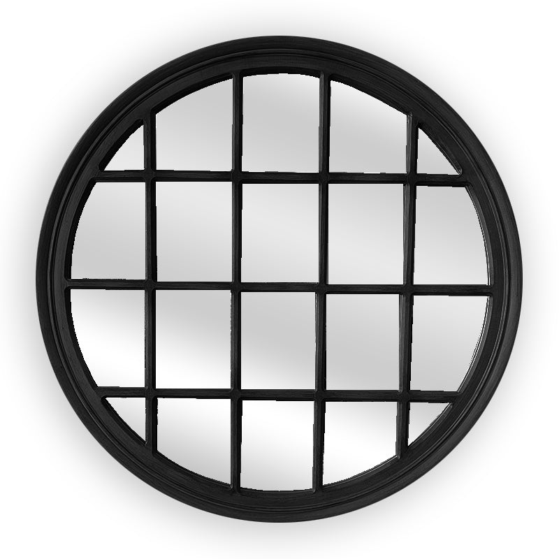 V292-MIRR-ARCH025-51902-00 Window Style Mirror - Black Circle 100cm - Image 1