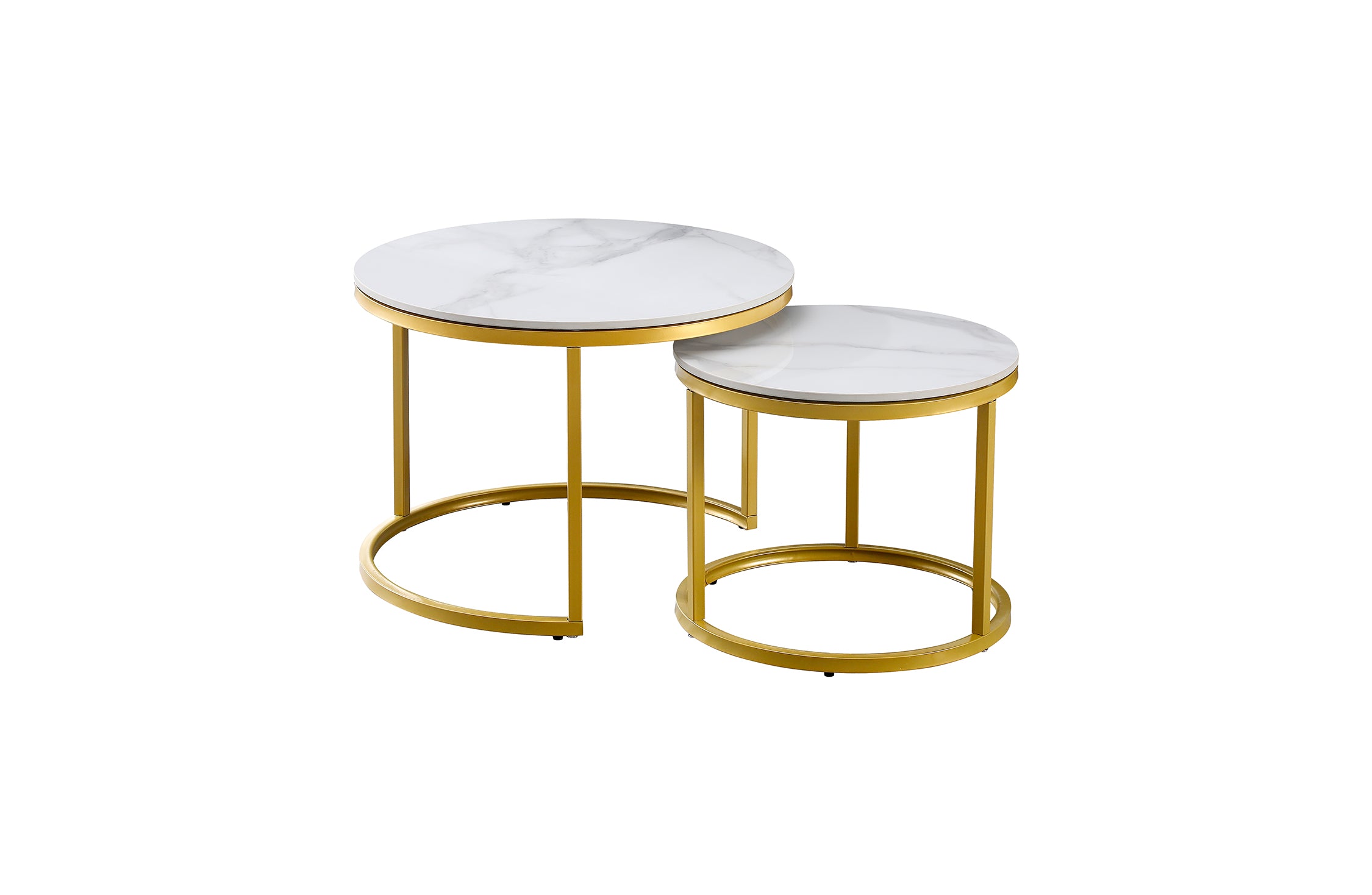 V292-NEST-WHT005-51578-00 Nesting style Coffee Table - White on Champagne Gold - 60cm/45cm - Image 1