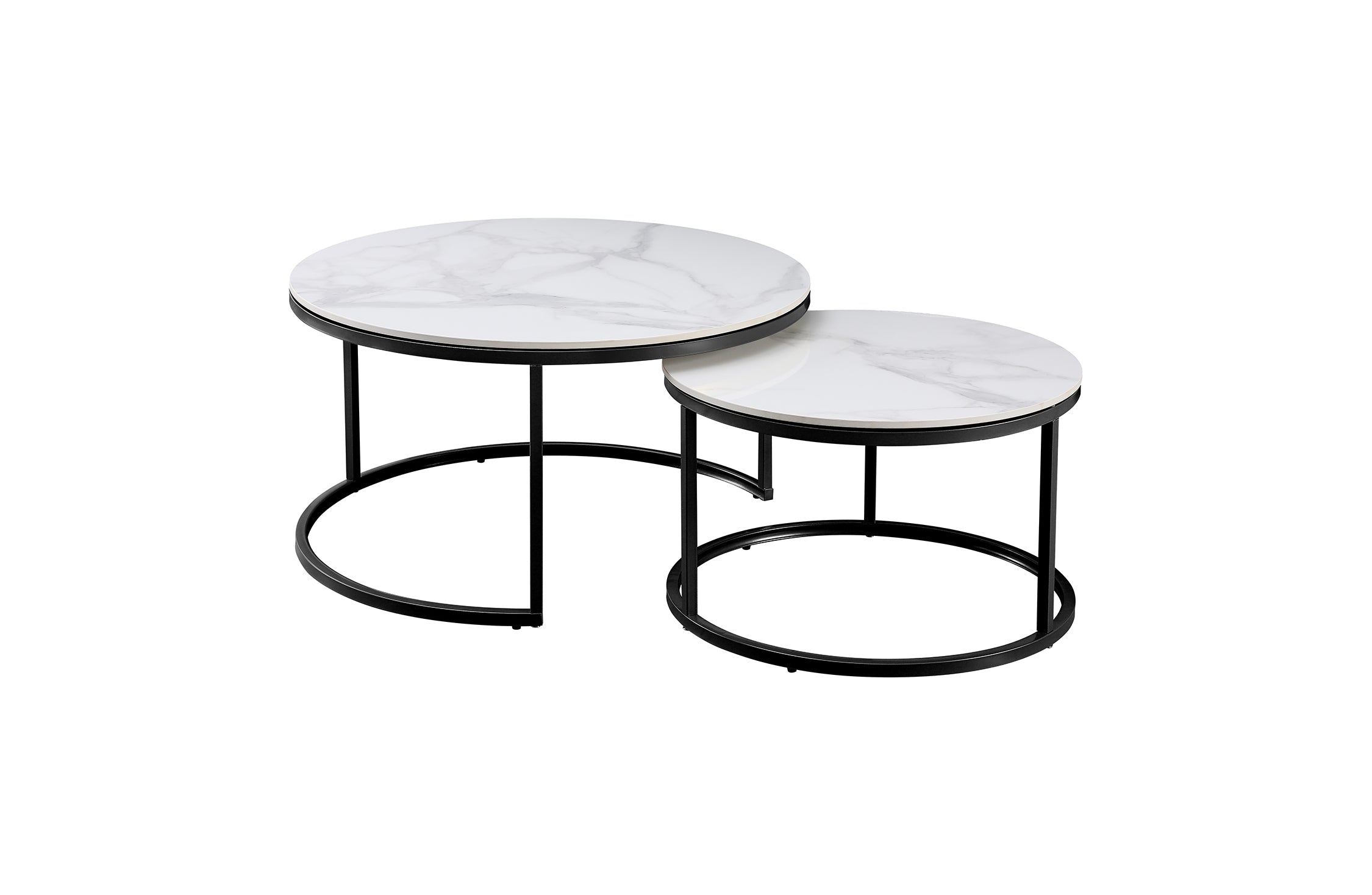 V292-NEST-WHT010-52049-00 Nesting Style Coffee Table - White on Black - 80cm/60cm - Image 1