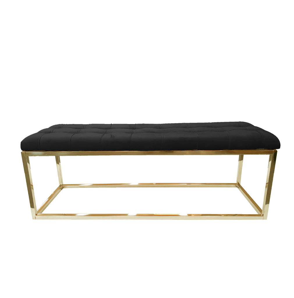 V292-OTT-HOLLY-GOLDBASE-BLACKSEAT-73632-00 Holly Ottoman Gold Base - Black Seat - Image 1